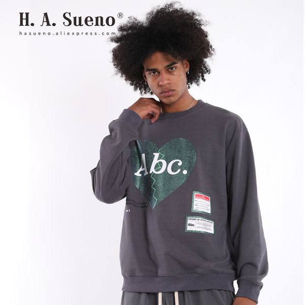 h.a.sueno 2019 abc letter print mens sweatshirts dark gray oversized mens hoodies o-neck long sleeve hoody for men /7, Black
h.a.sueno 2019 abc letter print mens sweatshirts dark gray oversized mens hoodies o-neck long sleeve hoody for men /7, Black