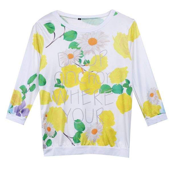arrivals fashion women's summer floral casual shirt loose t shirt stylish ladies tee, White
arrivals fashion women's summer floral casual shirt loose t shirt stylish ladies tee, White