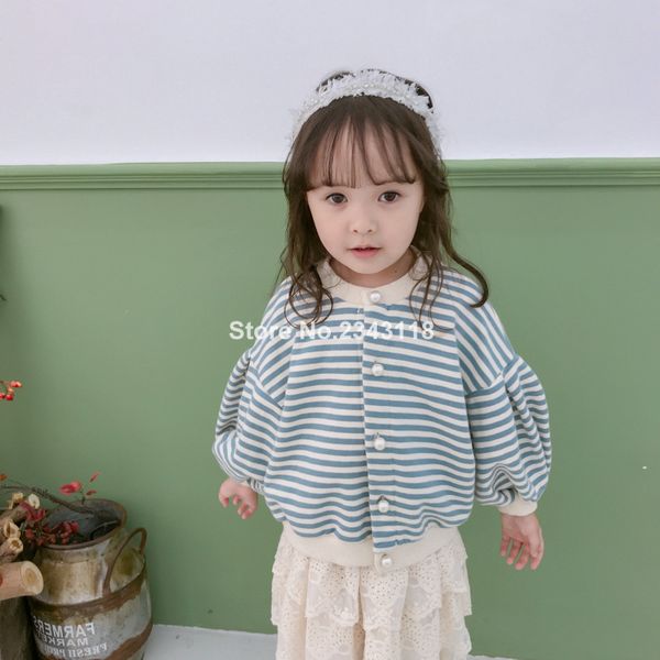 spring autumn 2019 cute girls striped puff sleeve jackets 1-6 years kids all-match fashion pearl button coats, Blue;gray
spring autumn 2019 cute girls striped puff sleeve jackets 1-6 years kids all-match fashion pearl button coats, Blue;gray