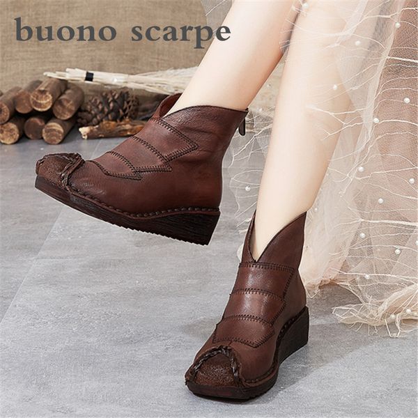 handmade full leather female wedge with soft bottom comfortable retro style female middle with soft leather single boots, Black
handmade full leather female wedge with soft bottom comfortable retro style female middle with soft leather single boots, Black