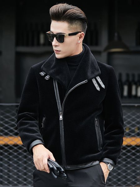 real fur coat men winter jacket 100% wool coat men clothes 2019 sheep shearling short jackets vintage bomber jacket plus size my, Black 
real fur coat men winter jacket 100% wool coat men clothes 2019 sheep shearling short jackets vintage bomber jacket plus size my, Black