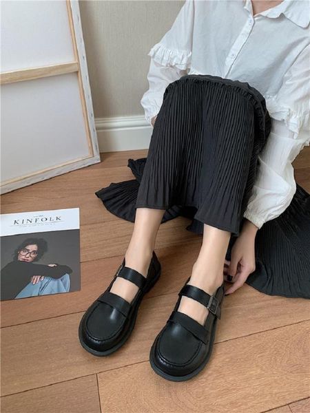 british small leather shoes women 2020 summer new korean women's shoes retro wild college style women's, Black