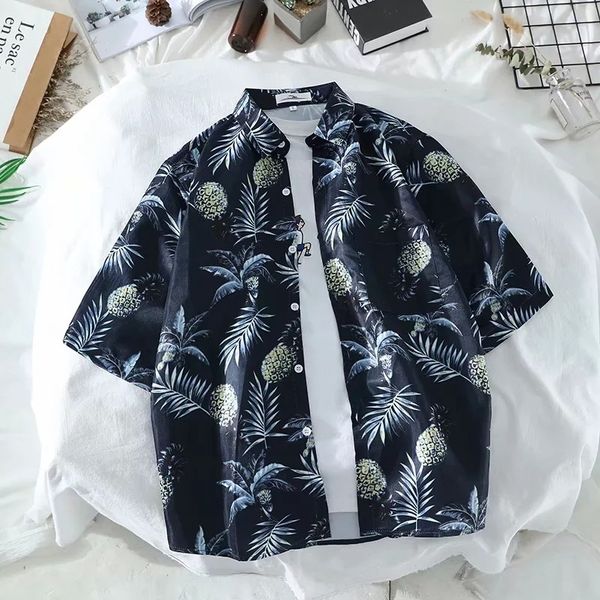 men's summer short sleeve shirt men's loose beach flower print shirt beach vacation casual male hawaiian, White;black
men's summer short sleeve shirt men's loose beach flower print shirt beach vacation casual male hawaiian, White;black