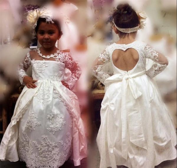 white lovely cute flower girls dresses princess appliqued long sleeves daughter toddler pretty kids formal first holy communion gowns, White;blue
white lovely cute flower girls dresses princess appliqued long sleeves daughter toddler pretty kids formal first holy communion gowns, White;blue