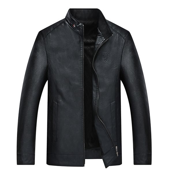 2019 new style winter men's leather coat plus velvet locomotive pu leather jacket, Black
2019 new style winter men's leather coat plus velvet locomotive pu leather jacket, Black