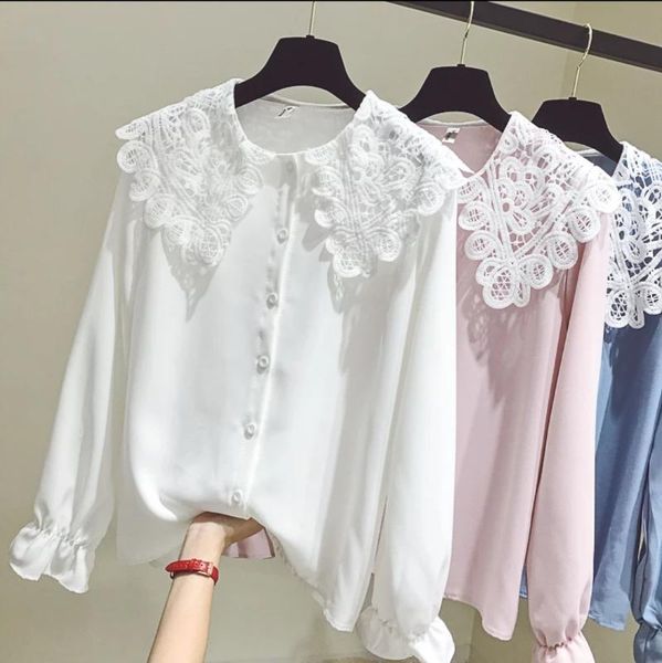 chiffon shirt female long sleeve 2018 autumn clothing new style korean-style hipster peter pan collar versatile lace shirt, White
chiffon shirt female long sleeve 2018 autumn clothing new style korean-style hipster peter pan collar versatile lace shirt, White