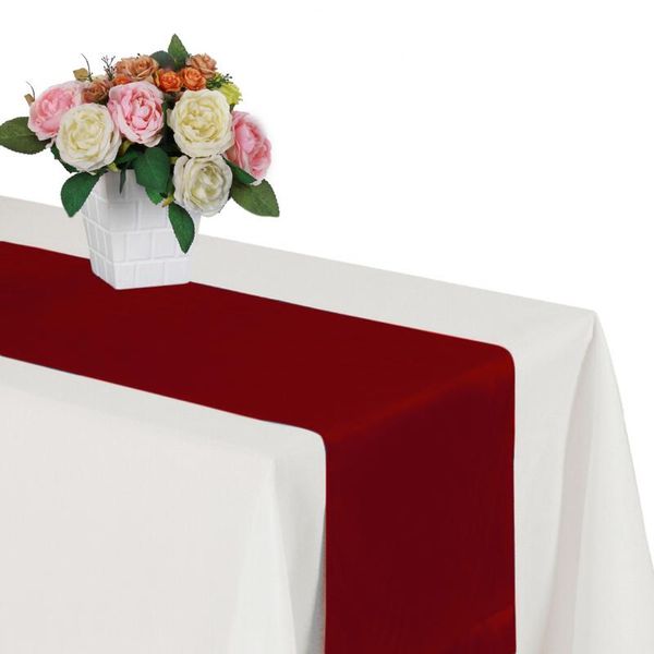 

30 x 275cm tight overlock satin table cloth table runner for l banquet for graduation wedding ceremony decoration