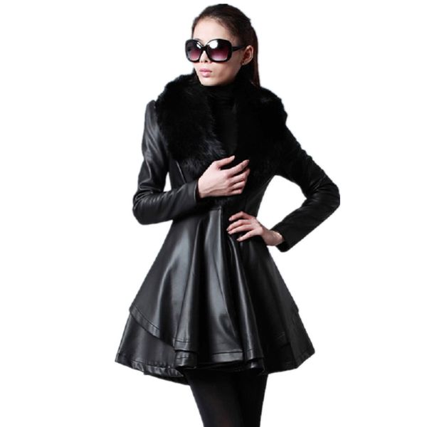 new 2017 fall winter women pu jacket fashion removable fur collar long jackets coats slim pu leather jackets ct203, Black
new 2017 fall winter women pu jacket fashion removable fur collar long jackets coats slim pu leather jackets ct203, Black