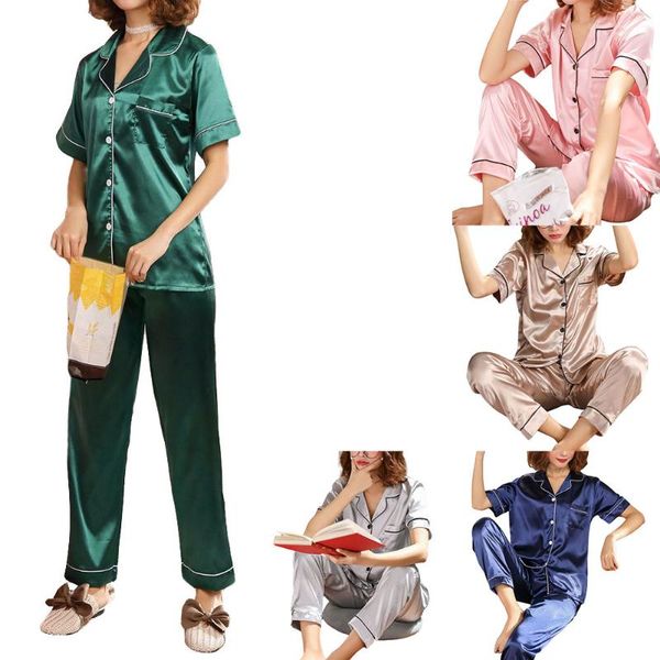 2020 new 2 pcs women's long sleeves buttoned satin pajamas pants smooth soft nightwear soft homewear pink, White;black
2020 new 2 pcs women's long sleeves buttoned satin pajamas pants smooth soft nightwear soft homewear pink, White;black