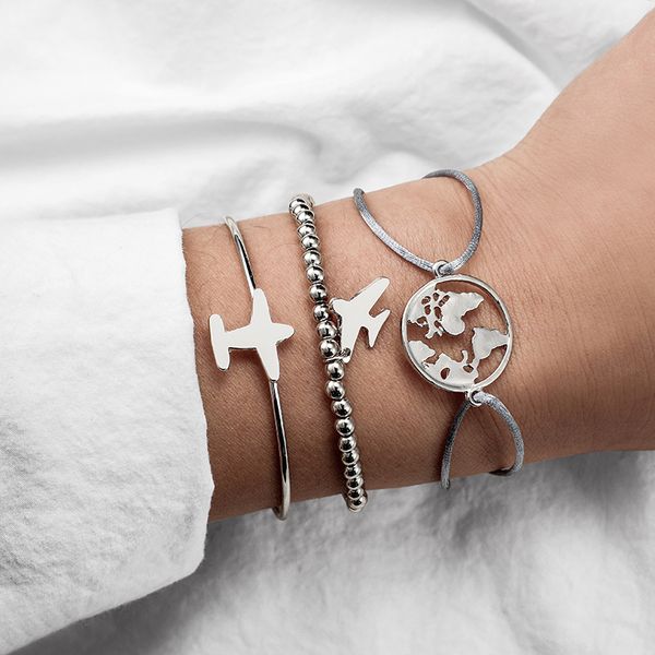 tocona 3pcs/set silver color airplane bracelets for women beads string opening layered adjustable bracelet set 6958, Black
tocona 3pcs/set silver color airplane bracelets for women beads string opening layered adjustable bracelet set 6958, Black