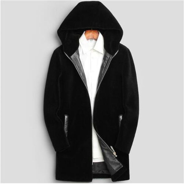 real fur coat men sheep shearing wool coat winter jacket men's long fur hooded real leather erkek mont kj806, Black
real fur coat men sheep shearing wool coat winter jacket men's long fur hooded real leather erkek mont kj806, Black