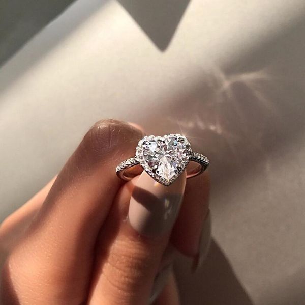 fashion heart shaped crystal rings wedding ring female engagement ring charm jewelry accessories 2019 ring party gift ing, Silver 
fashion heart shaped crystal rings wedding ring female engagement ring charm jewelry accessories 2019 ring party gift ing, Silver