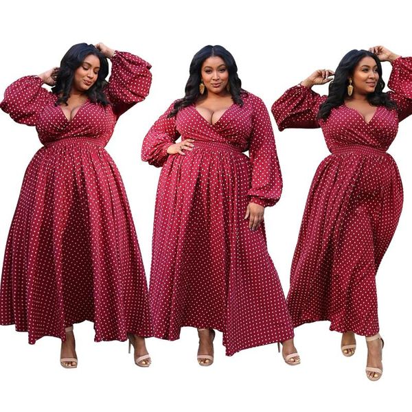 casual dresses large size women's polka dot dress fashion puff sleeve pleated red v-neck high waist loose xl-4xl, Black;gray
casual dresses large size women's polka dot dress fashion puff sleeve pleated red v-neck high waist loose xl-4xl, Black;gray