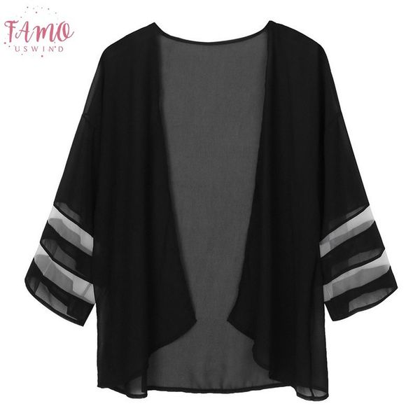 womens blouses and summer 2020 mesh panel applique 3 4 bell sleeve pure color chiffon casual loose kimono cardigan, White
womens blouses and summer 2020 mesh panel applique 3 4 bell sleeve pure color chiffon casual loose kimono cardigan, White