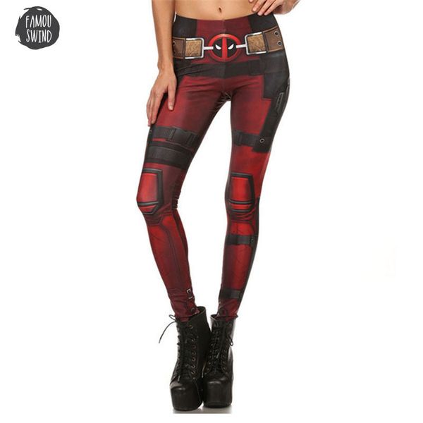 new fashion new women leggings fashion hero deadpool leggins printed legging spandex for woman pants drop shipping, Black