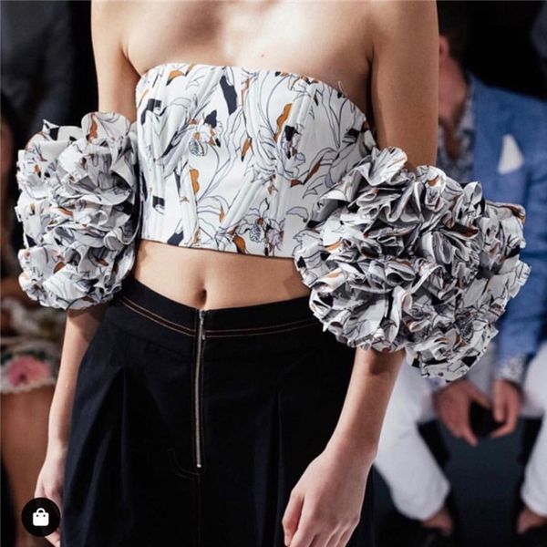 white printing heavy ruffled puff sleeve short tube woman sweet versatile simple fashion 2019 summer new s236
white printing heavy ruffled puff sleeve short tube woman sweet versatile simple fashion 2019 summer new s236