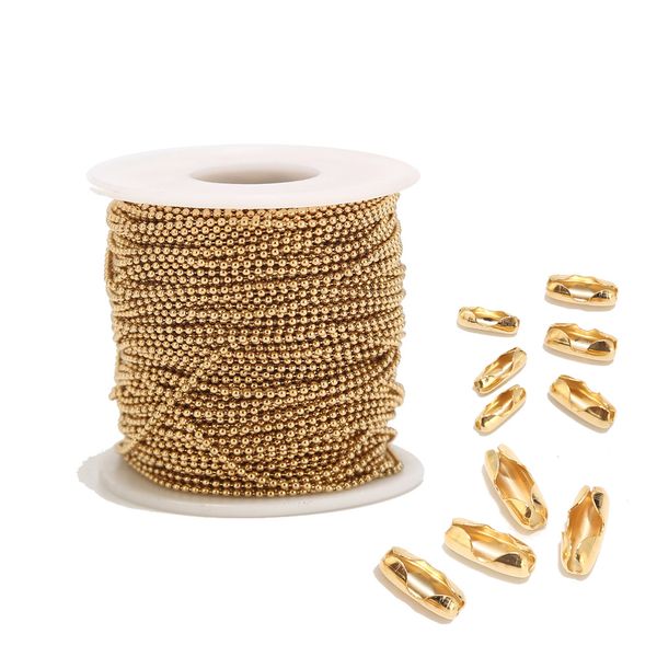 2m stainless steel 1.6mm/2.0mm/2.4mm gold beads ball chains for men women necklace making with 10pcs matching connectors, Blue;slivery
2m stainless steel 1.6mm/2.0mm/2.4mm gold beads ball chains for men women necklace making with 10pcs matching connectors, Blue;slivery