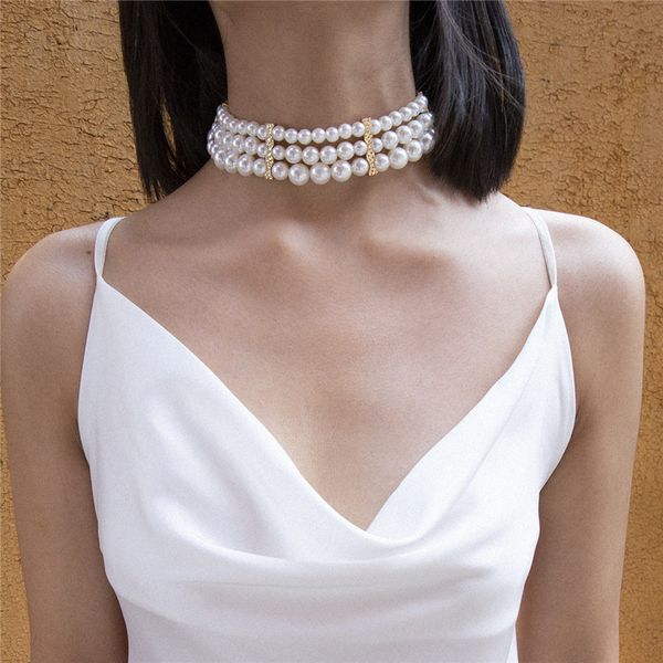 ahmed hyperbole multilayered imitation pearl choker necklaces fashion simple chocker collar woman's necklace jewelry party gifts, Silver
ahmed hyperbole multilayered imitation pearl choker necklaces fashion simple chocker collar woman's necklace jewelry party gifts, Silver