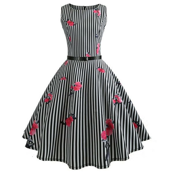 womens vintage style 1950's retro striped floral rockabilly evening party dress, Black;gray
womens vintage style 1950's retro striped floral rockabilly evening party dress, Black;gray