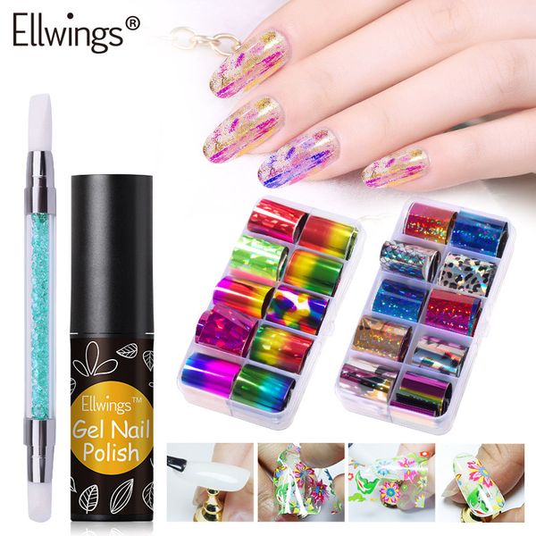 ellwings 10 pcs holographic nail foil set transparent ab color + diy stickers pen transfer nails tips art holo decoration
ellwings 10 pcs holographic nail foil set transparent ab color + diy stickers pen transfer nails tips art holo decoration
