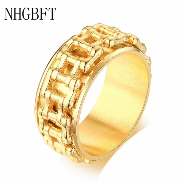 nhgbft hip hop spinner men's rings chain punk style stainless steel black color biker ring male jewelry dropshipping, Golden;silver
nhgbft hip hop spinner men's rings chain punk style stainless steel black color biker ring male jewelry dropshipping, Golden;silver