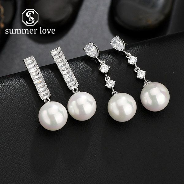 fashion linear copper inlay cubic zirconia big pearl dangle earrings platinum plated teardrop wedding elegant earrings for brides jewelry, Silver
fashion linear copper inlay cubic zirconia big pearl dangle earrings platinum plated teardrop wedding elegant earrings for brides jewelry, Silver