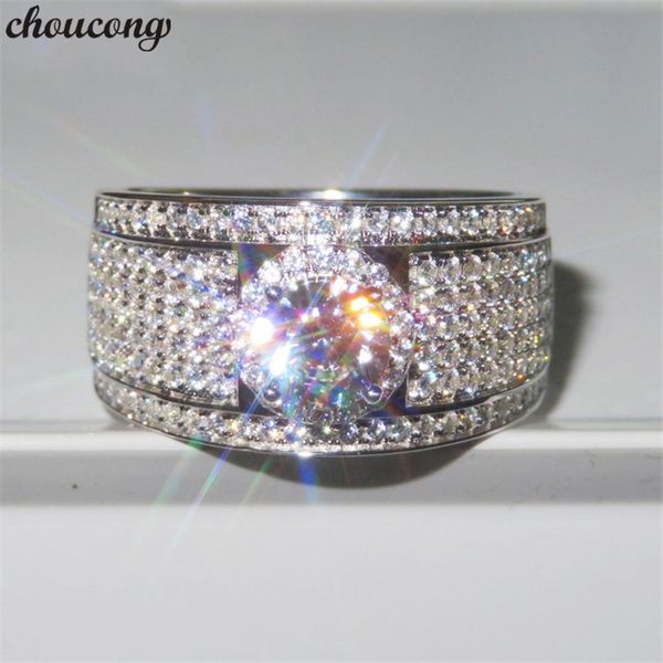 choucong dazzling ring 925 sterling silver 5a sona cz stone engagement wedding band rings for women men party jewelry gift, Slivery;golden