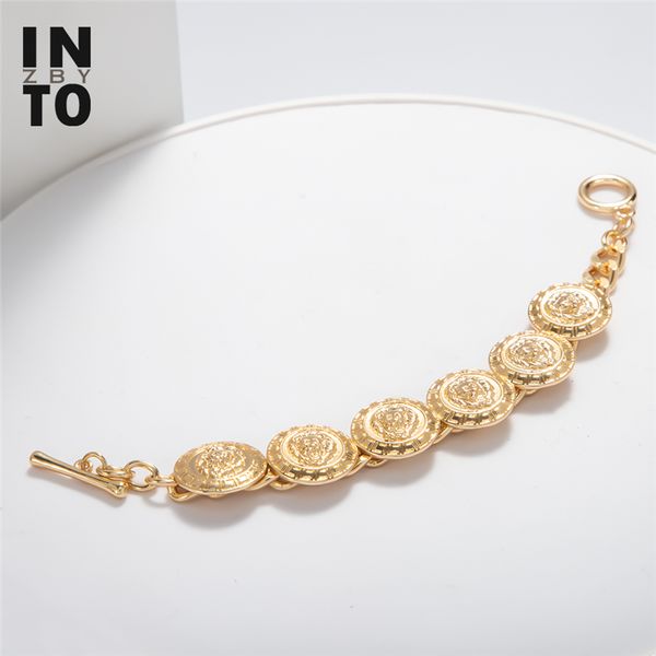 into bracelets for women yellow gold color round button lion relief jewelry for cool women link chain, Black
into bracelets for women yellow gold color round button lion relief jewelry for cool women link chain, Black