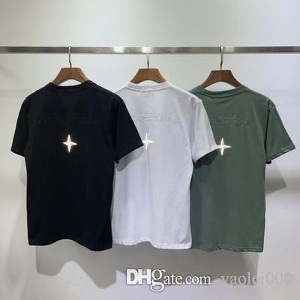 summer new logo letter embroidery star reflective short sleeve slim fashion tide brand foreign trade t-shirt, White;black 
summer new logo letter embroidery star reflective short sleeve slim fashion tide brand foreign trade t-shirt, White;black