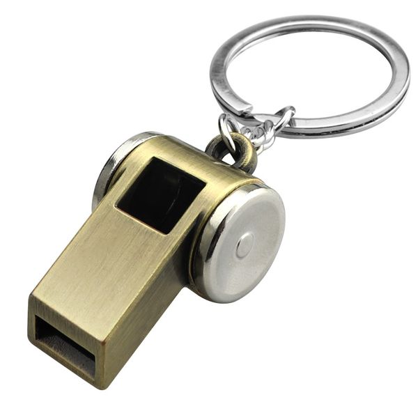 

Promotional Gifts Keychain High Quality Antique Gold Plated Small Whistle Key Chain for Sale
