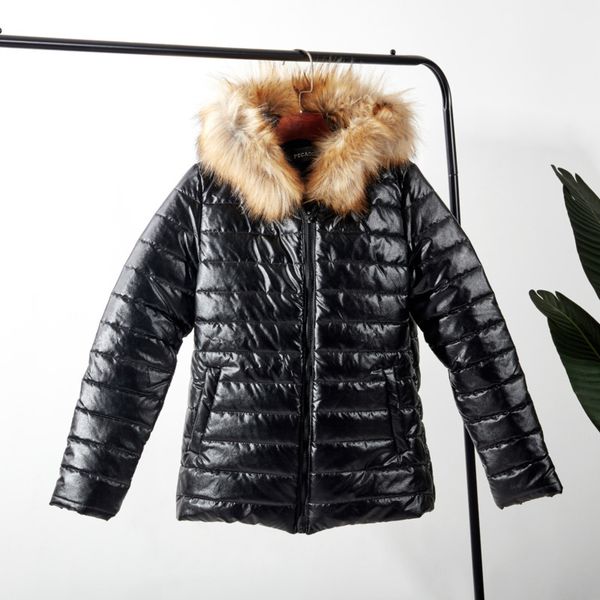 titame winter women jacket outwear casual padded pu leather jacket solid hooded long sleeve zip-up thick warm slim short coat, Black
titame winter women jacket outwear casual padded pu leather jacket solid hooded long sleeve zip-up thick warm slim short coat, Black
