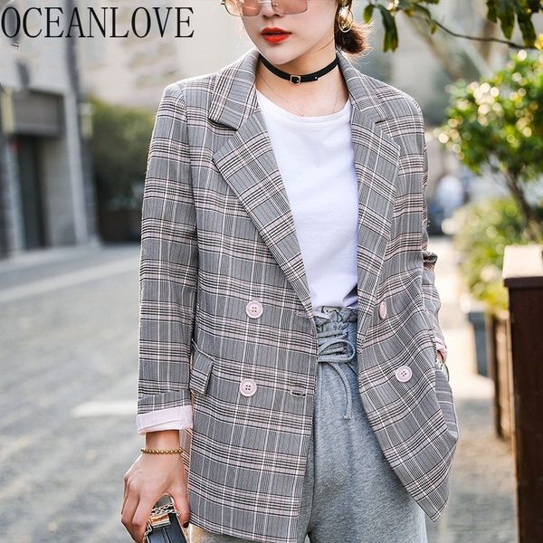 oceanlove plaid offcie lady vintage long blazer double breasted notched autumn outwear 2019 fahsion korean women blazers 12693, White;black
oceanlove plaid offcie lady vintage long blazer double breasted notched autumn outwear 2019 fahsion korean women blazers 12693, White;black