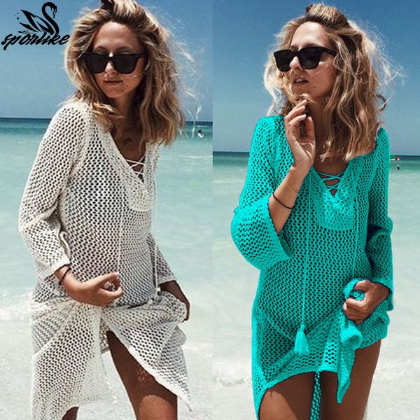 2018 new beach cover up bikini crochet knitted tassel tie beachwear summer swimsuit cover up see-through beach dress, Blue;gray
2018 new beach cover up bikini crochet knitted tassel tie beachwear summer swimsuit cover up see-through beach dress, Blue;gray