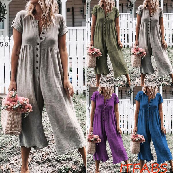 new women's summer short sleeve jumpsuit playsuit casual loose rompers trousers, Black;white
new women's summer short sleeve jumpsuit playsuit casual loose rompers trousers, Black;white