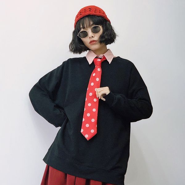 mimi fun tie red polka dot tie womens ins-retro college wind decorative shirt hand, Blue;purple
mimi fun tie red polka dot tie womens ins-retro college wind decorative shirt hand, Blue;purple