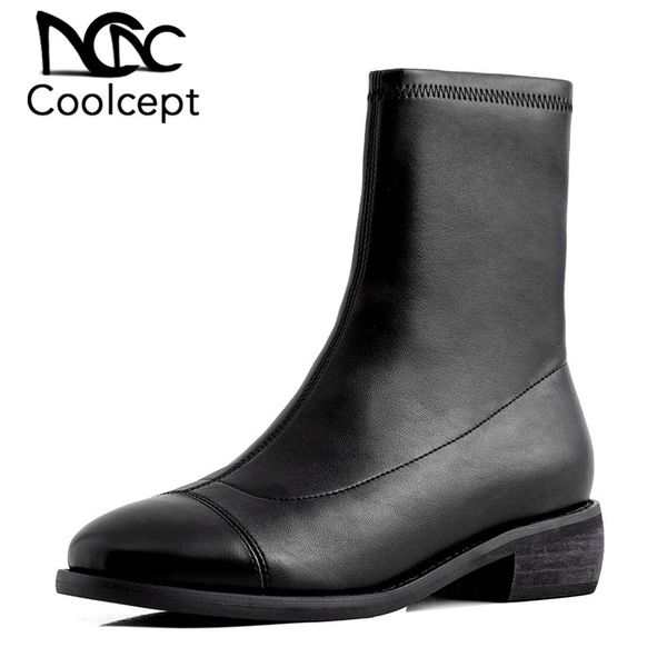 coolcept women fashion short boots square heels round toe shoes women simple front zipper solid color casual footwear size 34-39, Black
coolcept women fashion short boots square heels round toe shoes women simple front zipper solid color casual footwear size 34-39, Black