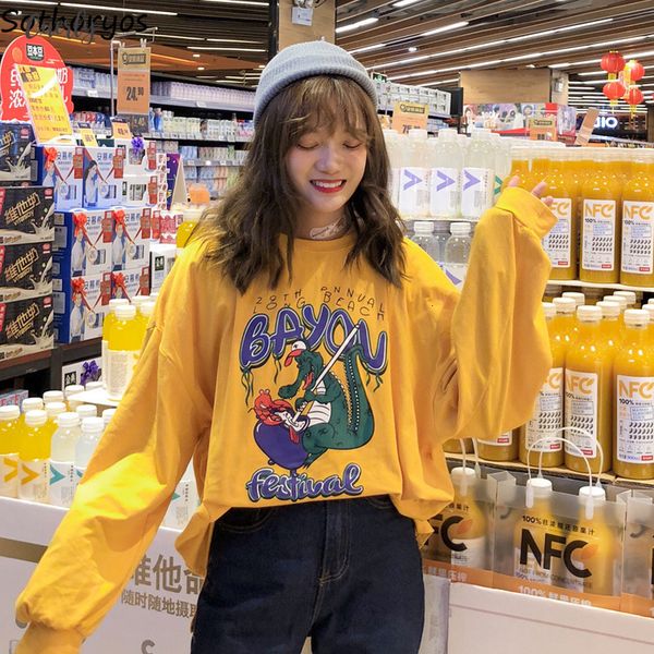 t shirts women oversize cartoon printed kawaii crew neck o neck leisure all match t shirt womens long sleeve letter korean tees, White
t shirts women oversize cartoon printed kawaii crew neck o neck leisure all match t shirt womens long sleeve letter korean tees, White