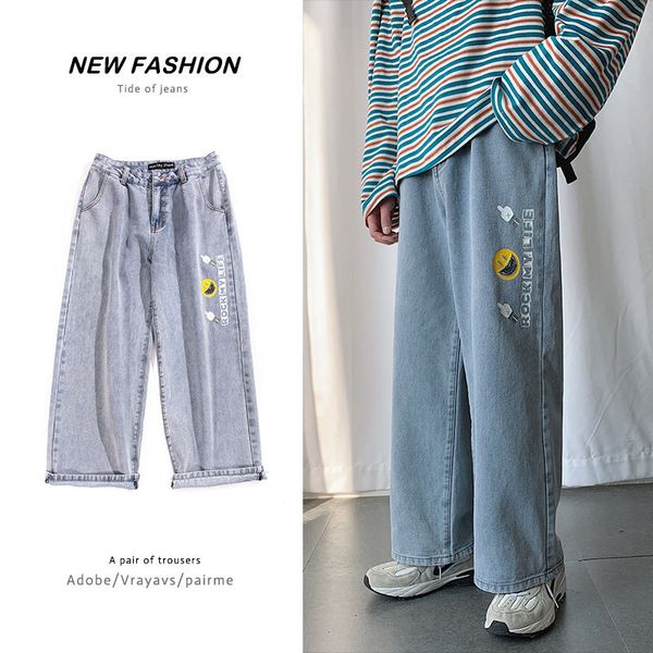 men's jeans 2020 spring summer new cartoon printing loose straight cropped pants young personality fashion trend men's wear, Blue
men's jeans 2020 spring summer new cartoon printing loose straight cropped pants young personality fashion trend men's wear, Blue