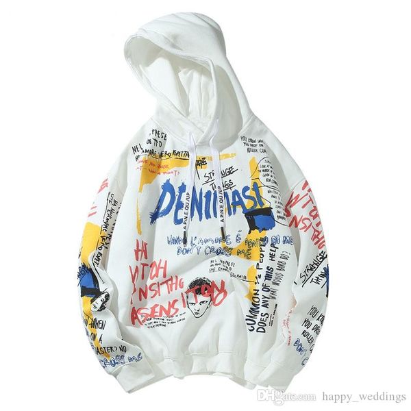 hip hop graffiti print fleece hooded sweatshirts pullover hoodies streetwear men hipster casual punk rock fashion, Black 
hip hop graffiti print fleece hooded sweatshirts pullover hoodies streetwear men hipster casual punk rock fashion, Black