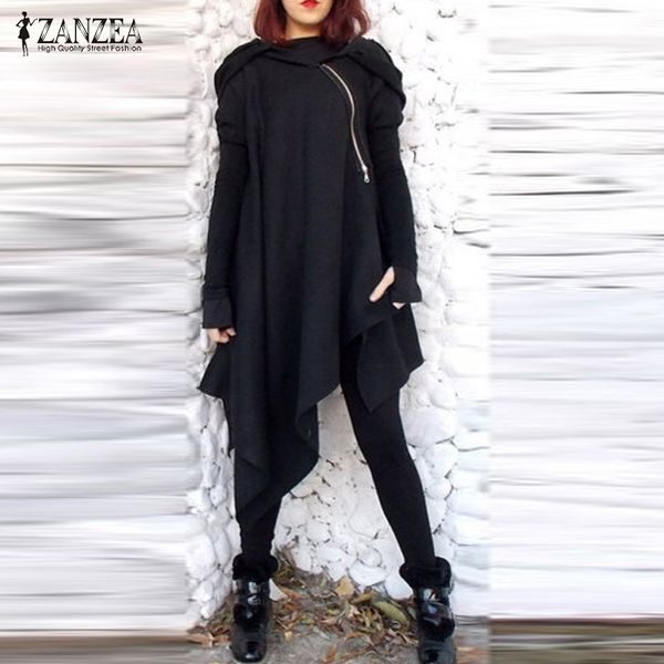 2019 zanzea women fashion hooded long sleeve poncho pullover zip irregular hem loose casual autumn cloak sweatshirt plus size, Black
2019 zanzea women fashion hooded long sleeve poncho pullover zip irregular hem loose casual autumn cloak sweatshirt plus size, Black
