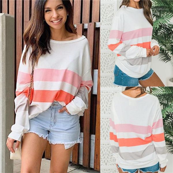 sleeve fashion womens striped print crew neck tees summer designer contrast color loose tshirts females casual long, White
sleeve fashion womens striped print crew neck tees summer designer contrast color loose tshirts females casual long, White