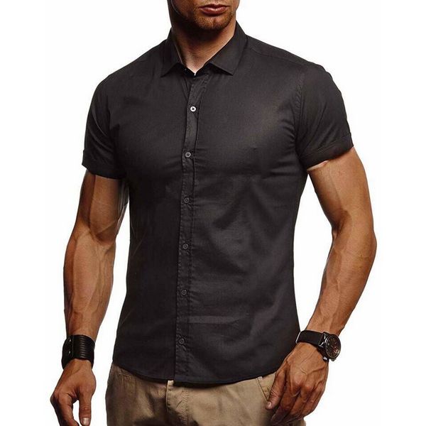 adisputent 2020 men's button down slim fit short sleeve stretch casual shirt summer male solid color basic tee cotton shirts, White;black
adisputent 2020 men's button down slim fit short sleeve stretch casual shirt summer male solid color basic tee cotton shirts, White;black