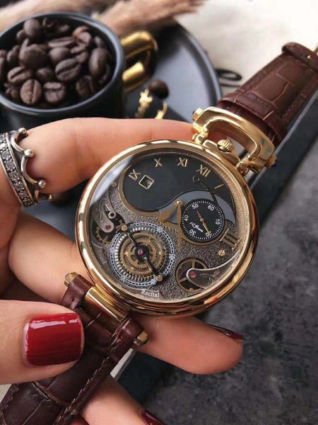 men's sports watch fashion personality shiny dial 46mm multi-functional mechanical watch calendar leather watchband wrist watch, Slivery;brown
men's sports watch fashion personality shiny dial 46mm multi-functional mechanical watch calendar leather watchband wrist watch, Slivery;brown