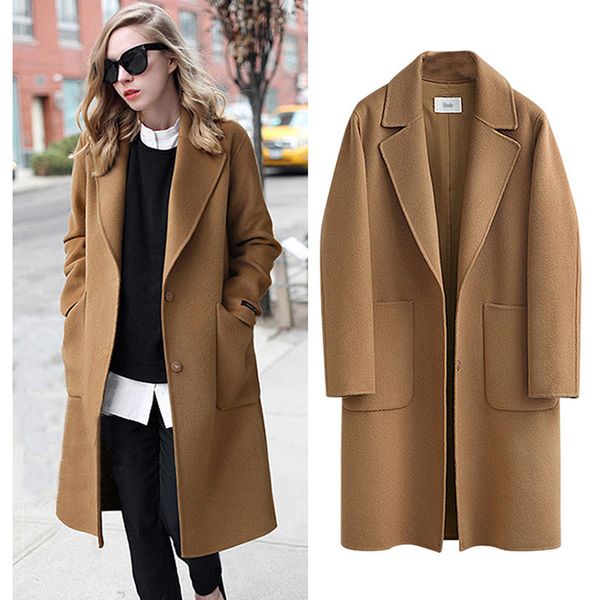 women plus size 5xl wool women loose elegant single breasted woolen coat autumn korean casual oversize outwear, Black
women plus size 5xl wool women loose elegant single breasted woolen coat autumn korean casual oversize outwear, Black