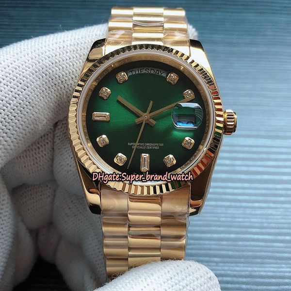version day-date 36 series m128238-0069 green diamond dial eta 2836 automatic 128235 mens watch gold steel case sapphire luxury watches, Slivery;brown
version day-date 36 series m128238-0069 green diamond dial eta 2836 automatic 128235 mens watch gold steel case sapphire luxury watches, Slivery;brown