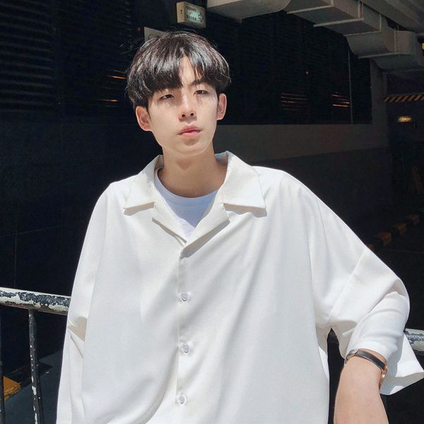 2019 spring new harajuku solid color casual men shirt three quarter trend korean handsome oversize streetwear male dress shirts, White;black
2019 spring new harajuku solid color casual men shirt three quarter trend korean handsome oversize streetwear male dress shirts, White;black