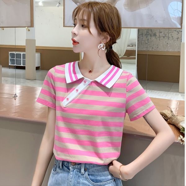 summer clothes women 2020 duan xiu fashionable european pink slim loose all-match rainbow striped t-shirt women, White
summer clothes women 2020 duan xiu fashionable european pink slim loose all-match rainbow striped t-shirt women, White