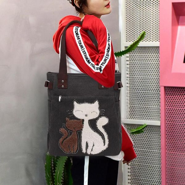 canvas women shoulder handbags casual large capacity totes cute cat shopping bags for female lady
canvas women shoulder handbags casual large capacity totes cute cat shopping bags for female lady