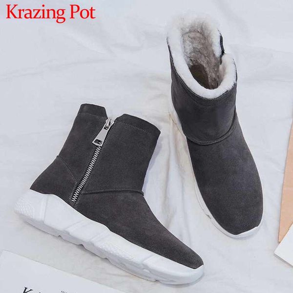 krazing pot solid super keep warm cow suede snow boots round toe med heels side zipper winter daily wear women ankle boots l75, Black
krazing pot solid super keep warm cow suede snow boots round toe med heels side zipper winter daily wear women ankle boots l75, Black