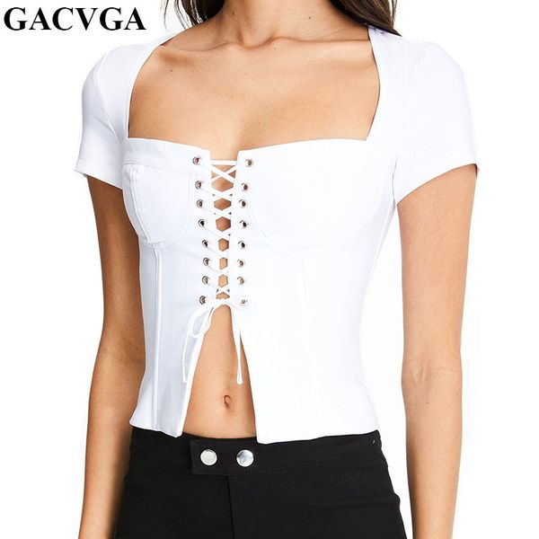 gacvga short sleeve lace up women crop white t shirt button slim party summer tank fashion clothes t-shirt
gacvga short sleeve lace up women crop white t shirt button slim party summer tank fashion clothes t-shirt